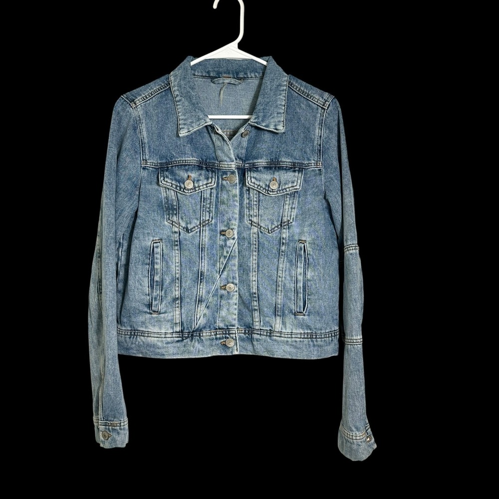 Free People Womens Light Wash Denim Trucker Jacket Blue OB808197 Size S - Picture 13 of 13